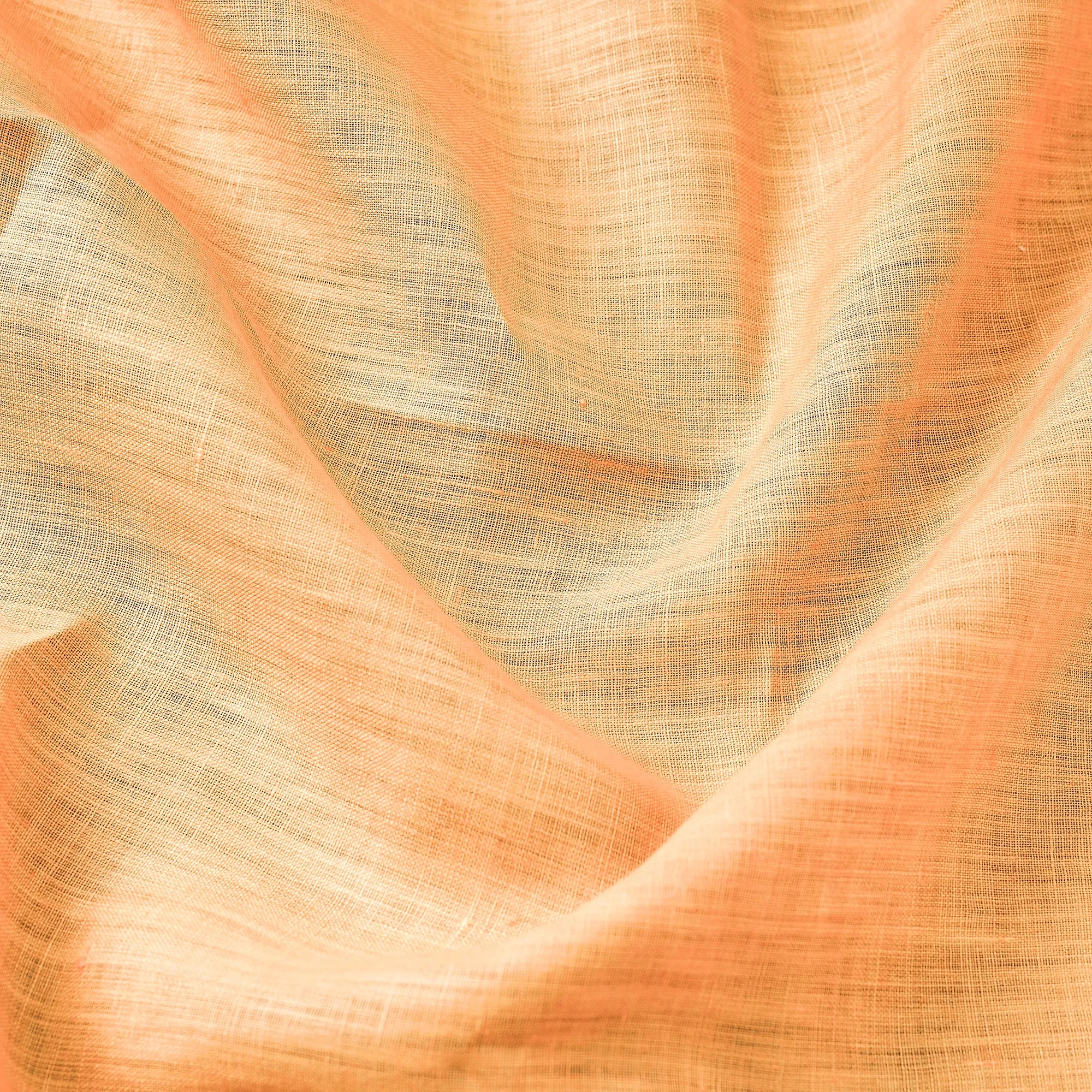 Light Orange Bhagalpuri Handloom Pure Linen Fabric