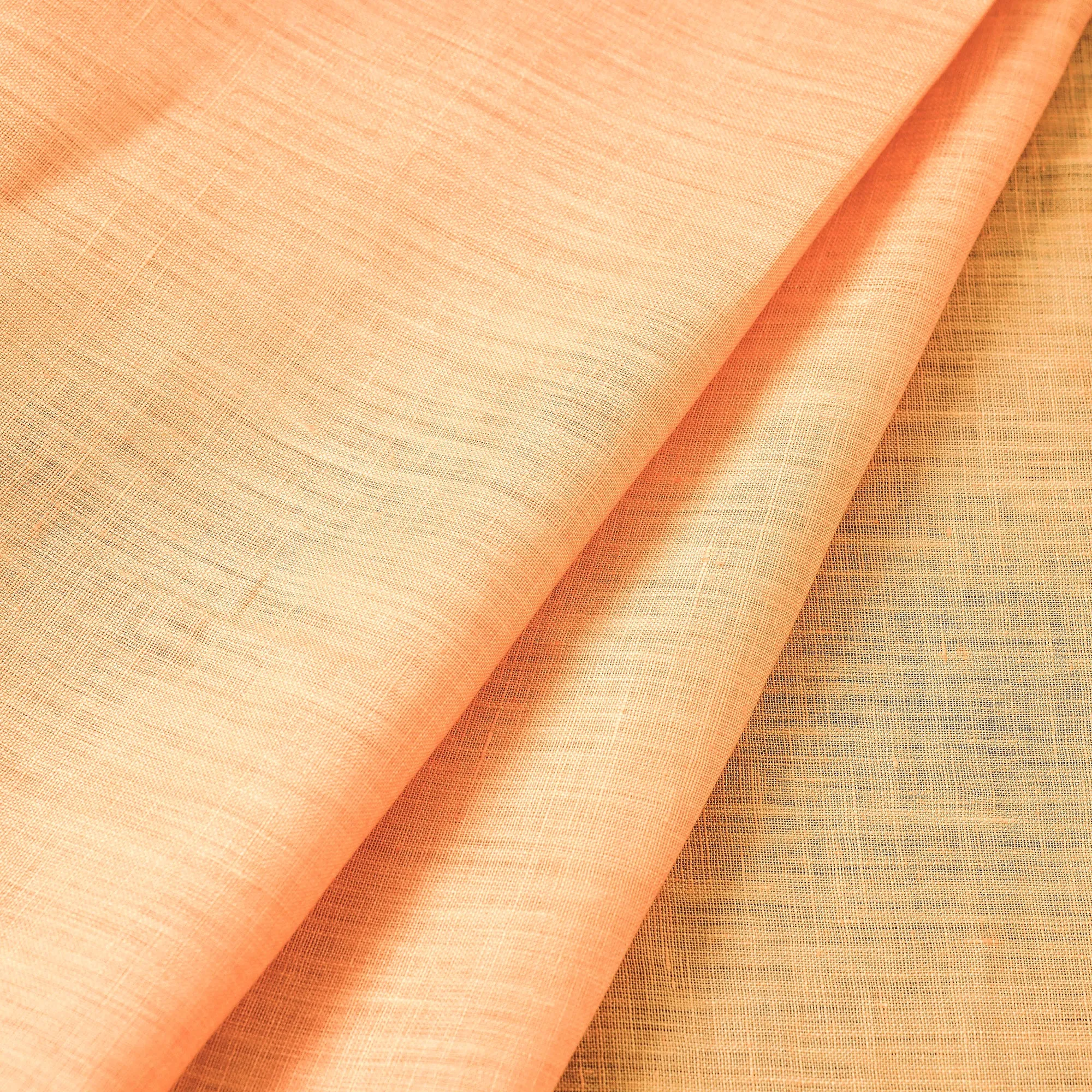 Light Orange Bhagalpuri Handloom Pure Linen Fabric