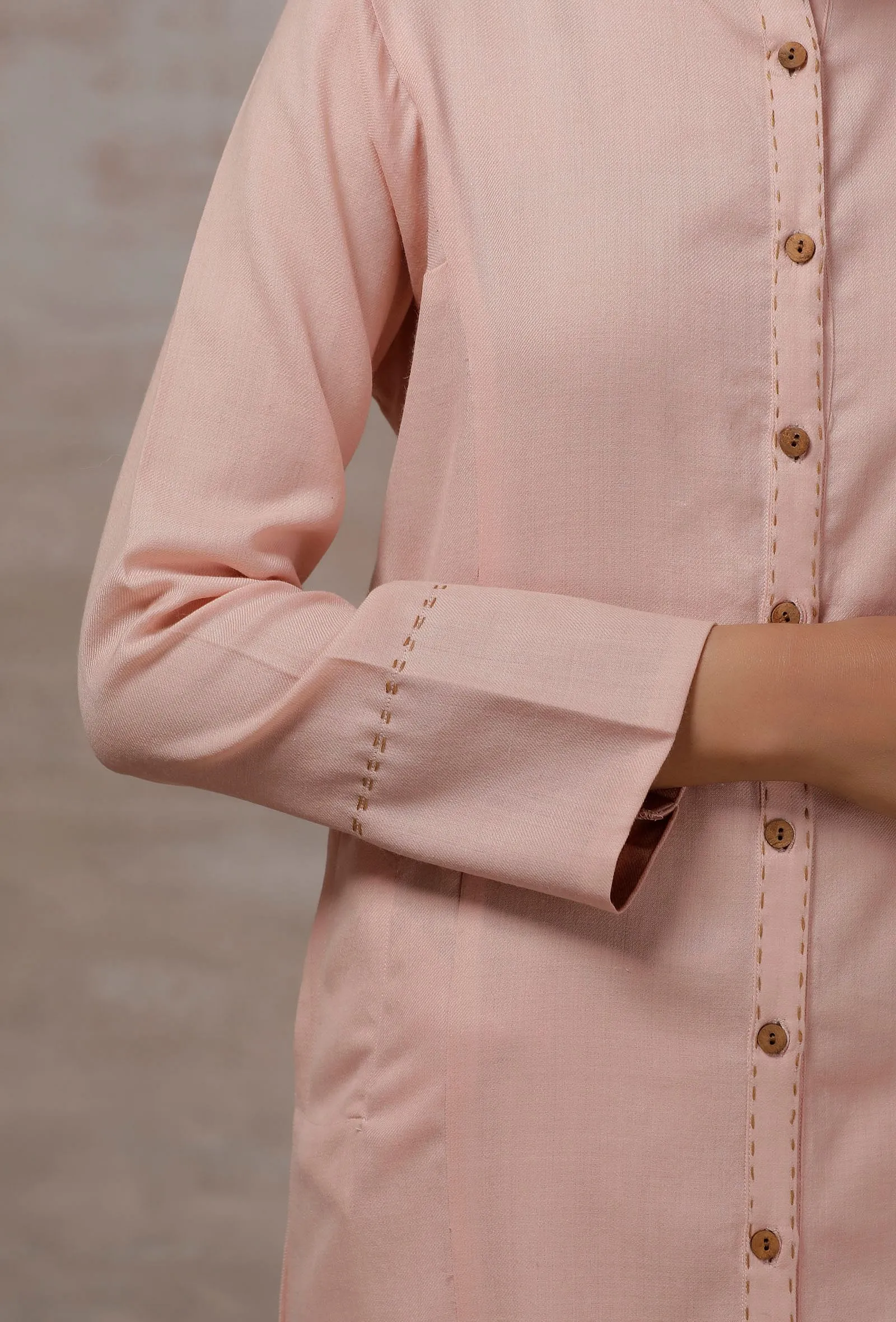 Light Pink Cashmilon Straight Phiran Kurta