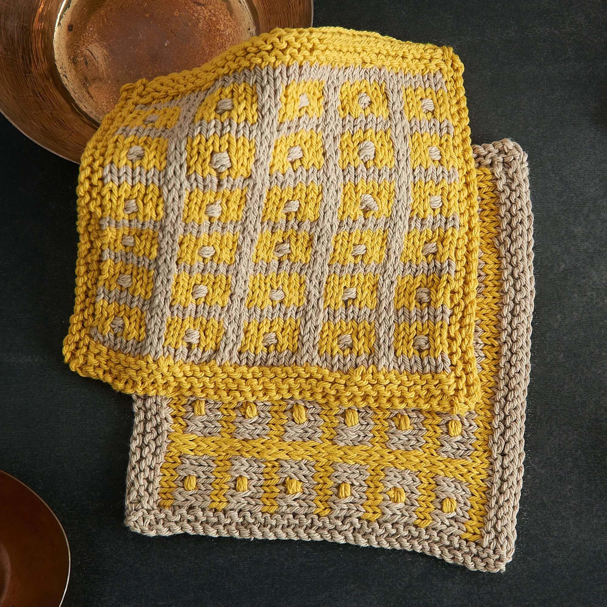 Lily Sugar'n Cream Knit Gridded Texture Dishcloth