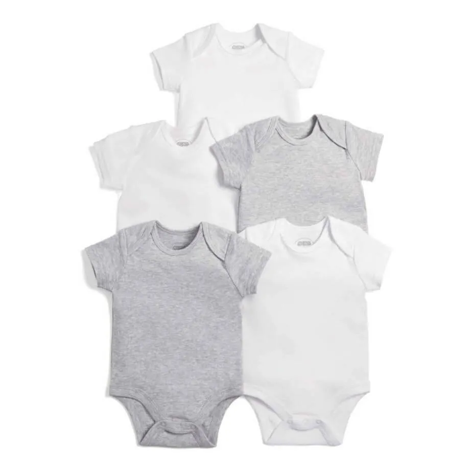 Mamas and Papas Grey Short Sleeve Bodysuits - 5pack