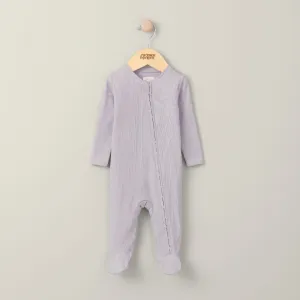 Mamas and Papas Organic Cotton Ribbed Onesie with Zip - Heather Purple