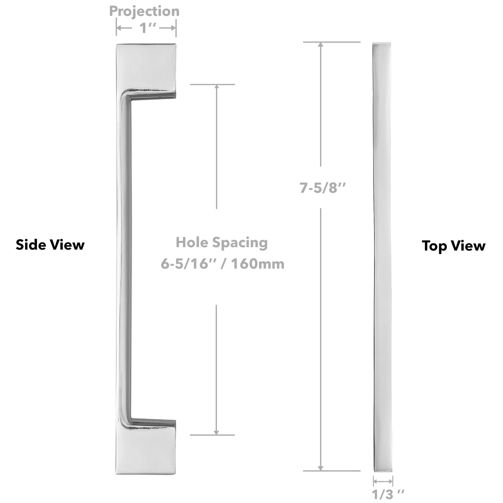 Modern Polished Chrome 6-5/16" Cabinet Door Handles Pull