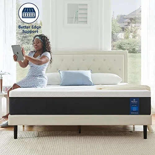 Molblly King Size Mattress,10 Inch Premium Cooling-Gel Memory Foam Mattress Bed in a Box, Cool King Bed Supportive & Pressure Relief with Breathable Soft Fabric Cover,Fiberglass Free,Medium Firm