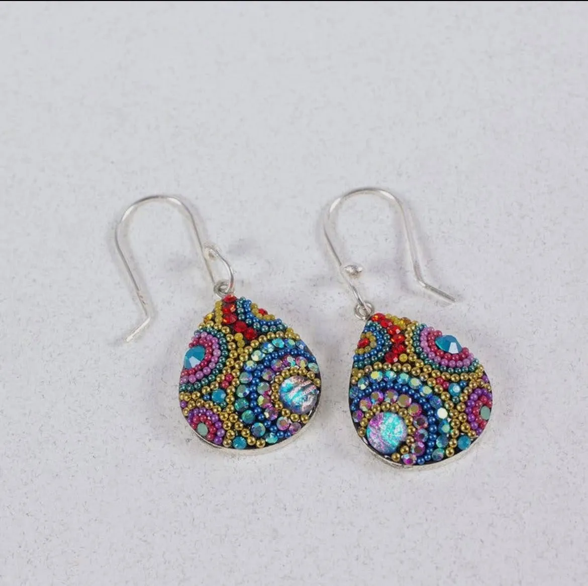 Mosaic Crystal Earrings, Teardrop Large