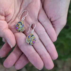 Mosaic Crystal Earrings, Teardrop Large