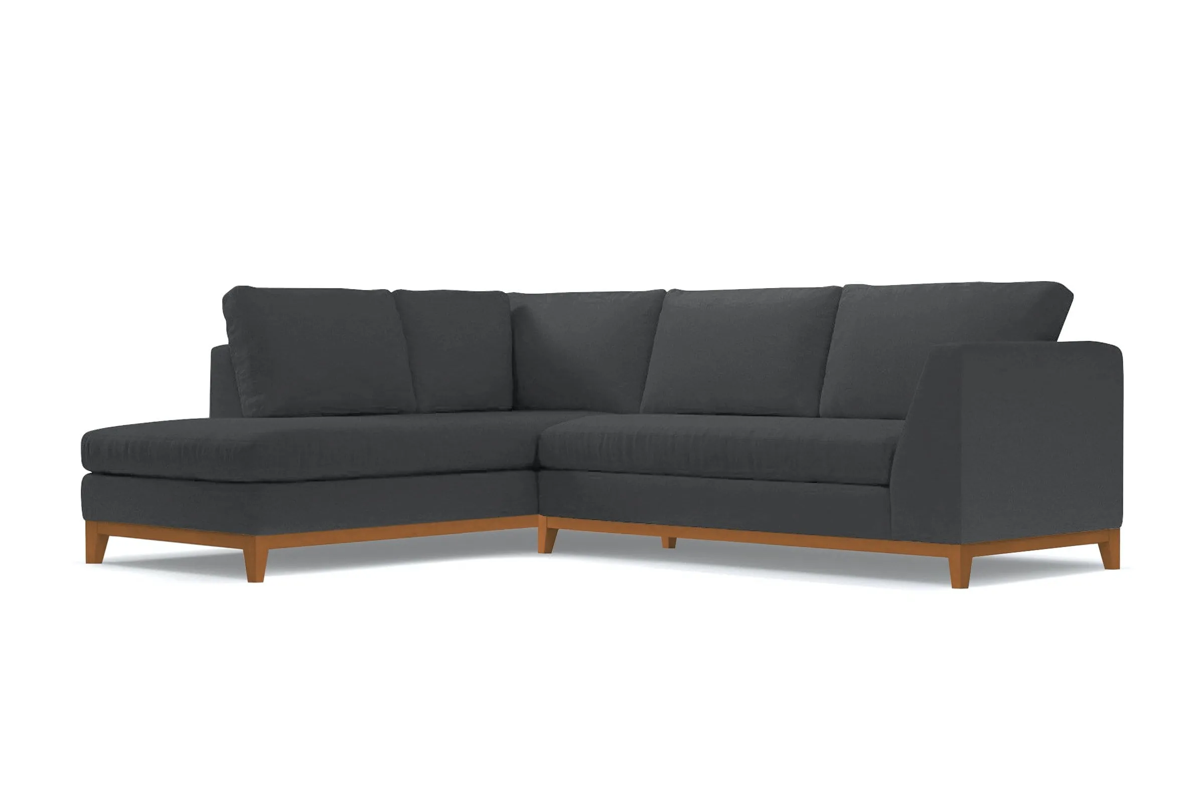 Mulholland Drive 2pc Velvet Sleeper Sectional :: Leg Finish: Pecan / Configuration: LAF - Chaise on the Left / Sleeper Option: Memory Foam Mattress