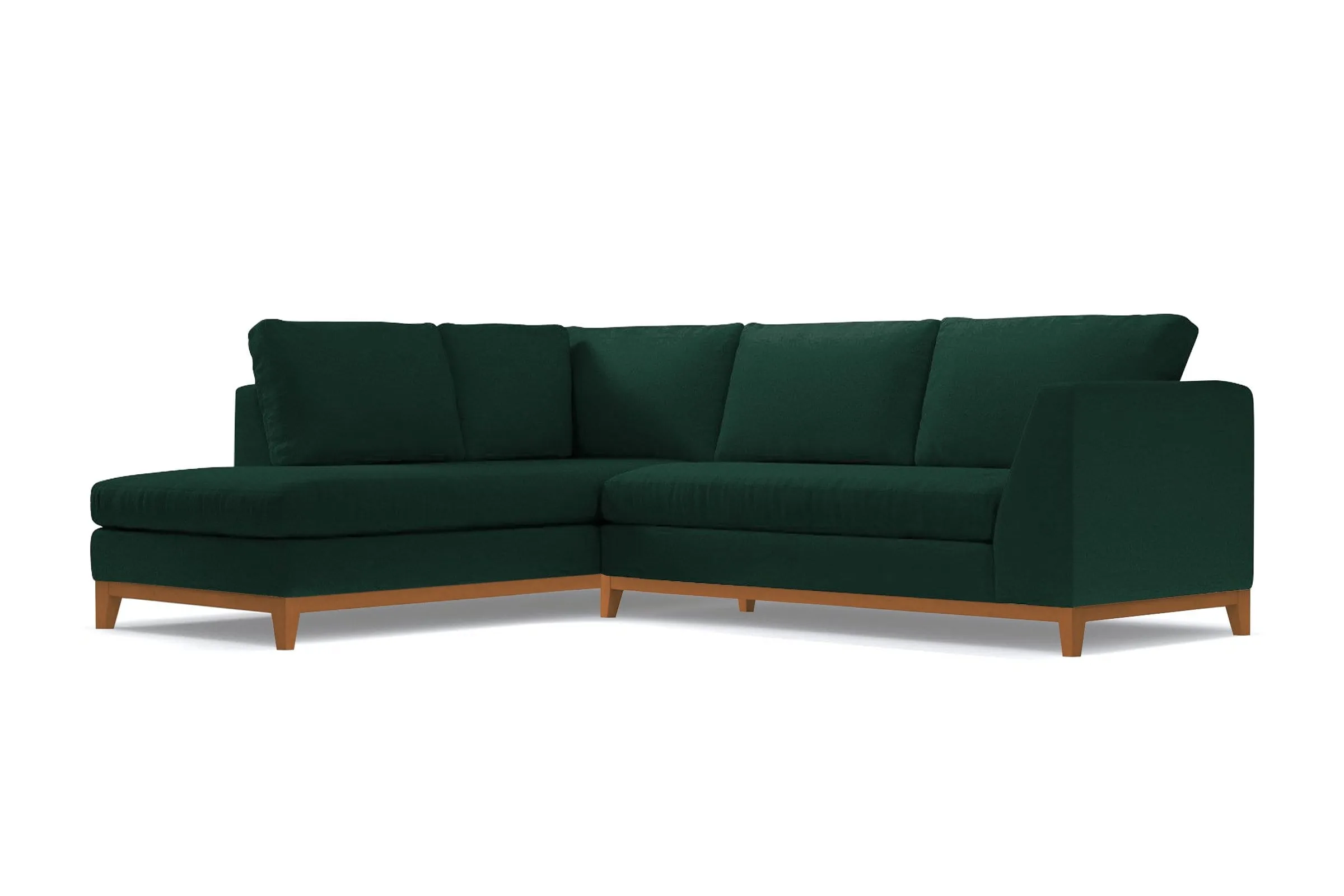 Mulholland Drive 2pc Velvet Sleeper Sectional :: Leg Finish: Pecan / Configuration: LAF - Chaise on the Left / Sleeper Option: Memory Foam Mattress