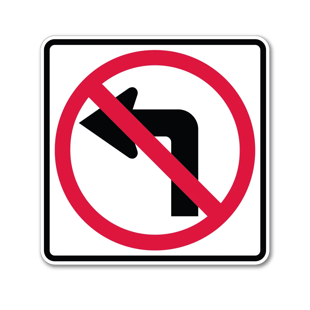 No Left Turn Symbol Sign