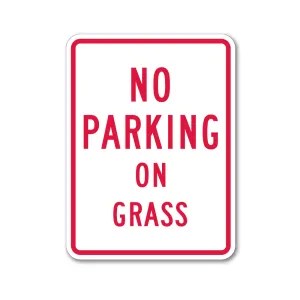 No Parking on Grass Sign