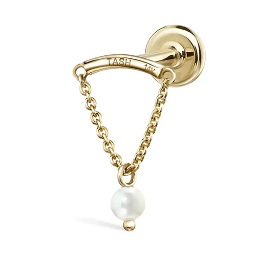 Pearl Drape Threaded Stud Earring by Maria Tash in 14K Yellow Gold