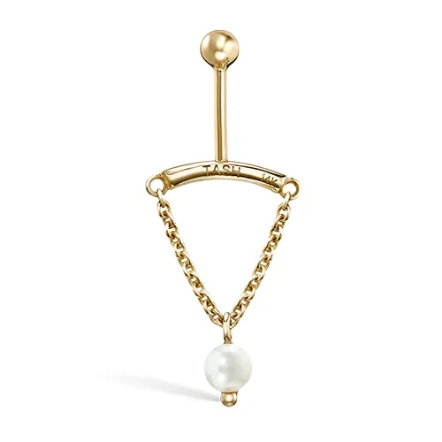 Pearl Drape Threaded Stud Earring by Maria Tash in 14K Yellow Gold