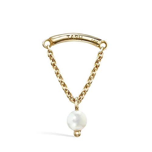 Pearl Drape Threaded Stud Earring by Maria Tash in 14K Yellow Gold