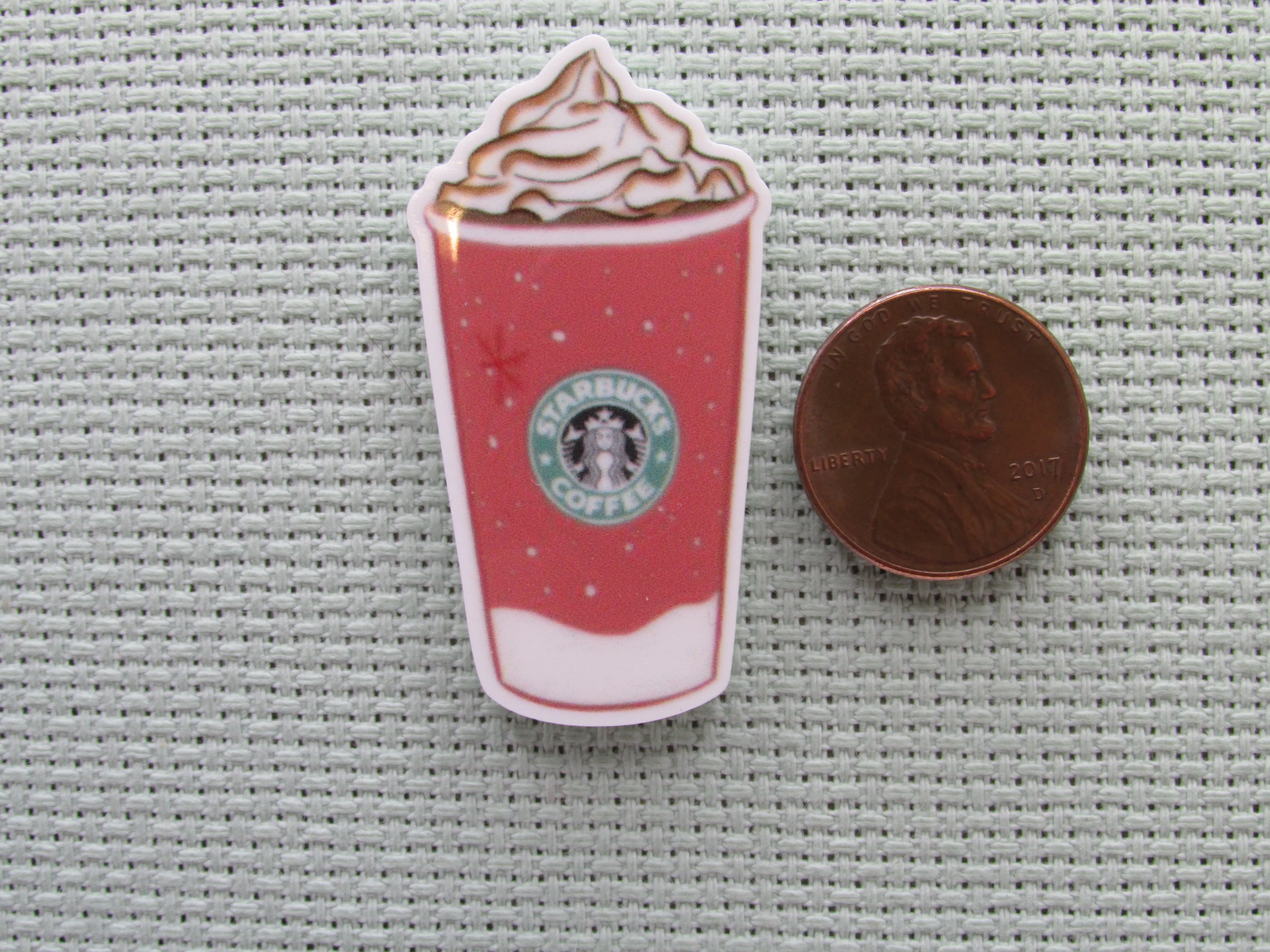 Pink Coffee Needle Minder, Cover Minder, Magnet