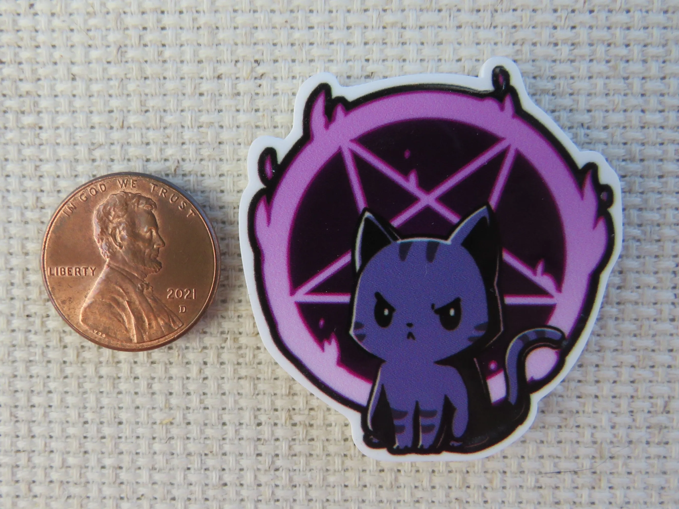 Purple Witch Cat Needle Minder, Cover Minder, Magnet