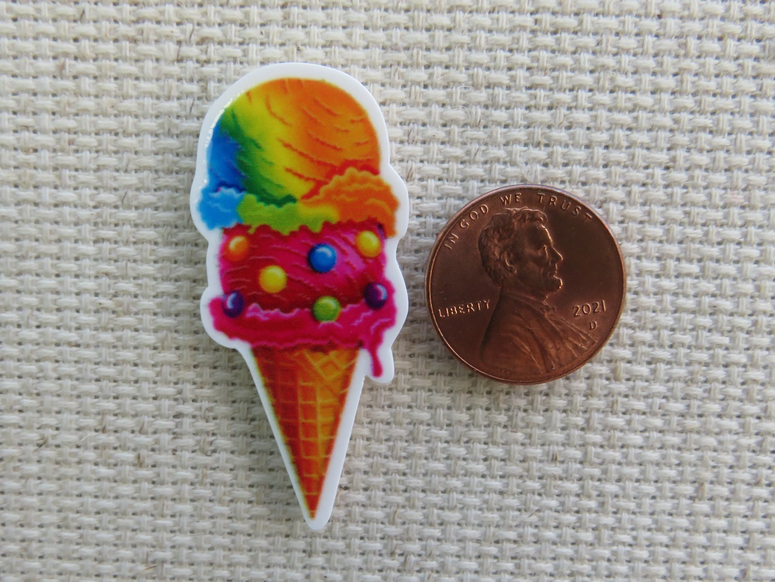 Rainbow Colored Ice Cream Cone Needle Minder, Cover Minder, Magnet LAST ONE!