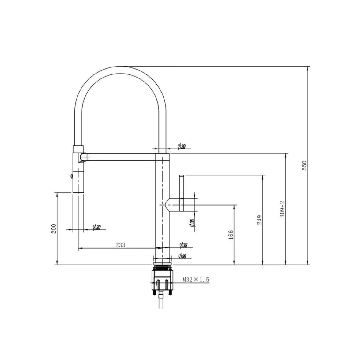 ROMEO Kitchen Sink Mixer w/Black Hose - WT6205