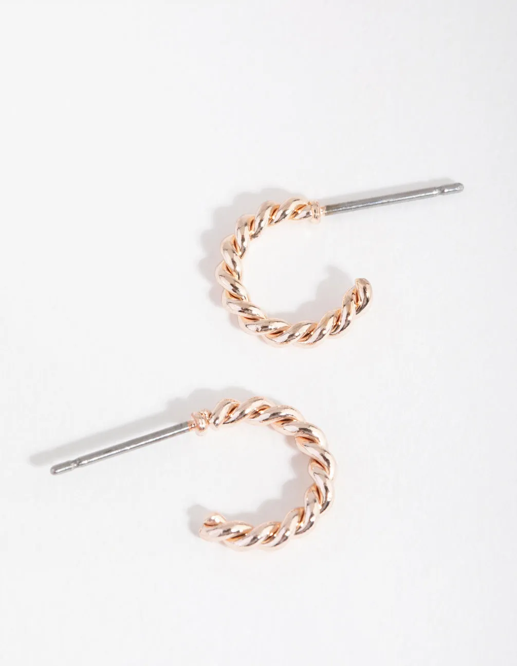 Rose Gold Mini Twist Huggie Earrings