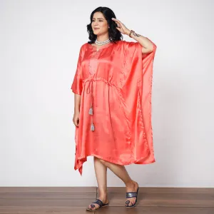 Salmon Pink Modal Silk Kaftan Dress (Medium)