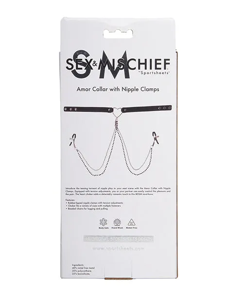 Sex & Mischief Amor Collar w/Nipple Clamps