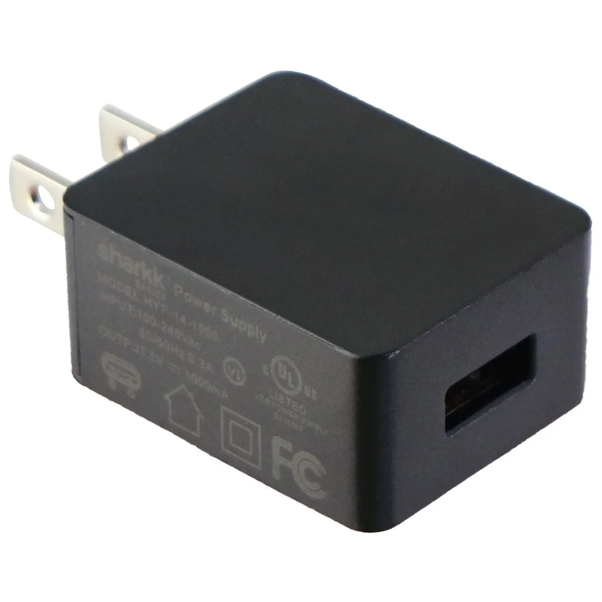 Sharkk (5V/1A) Single USB Wall Charger Travel Adapter - Black (HYP-14-1000)