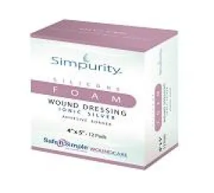 Simpurity Foam Wound Dressing Silver Silicone, 7" x 7"