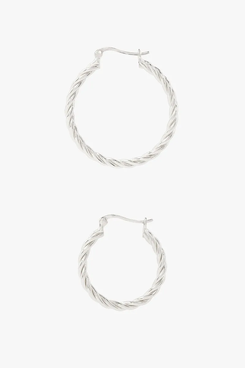 Small twisted hoop earring silver 23mm