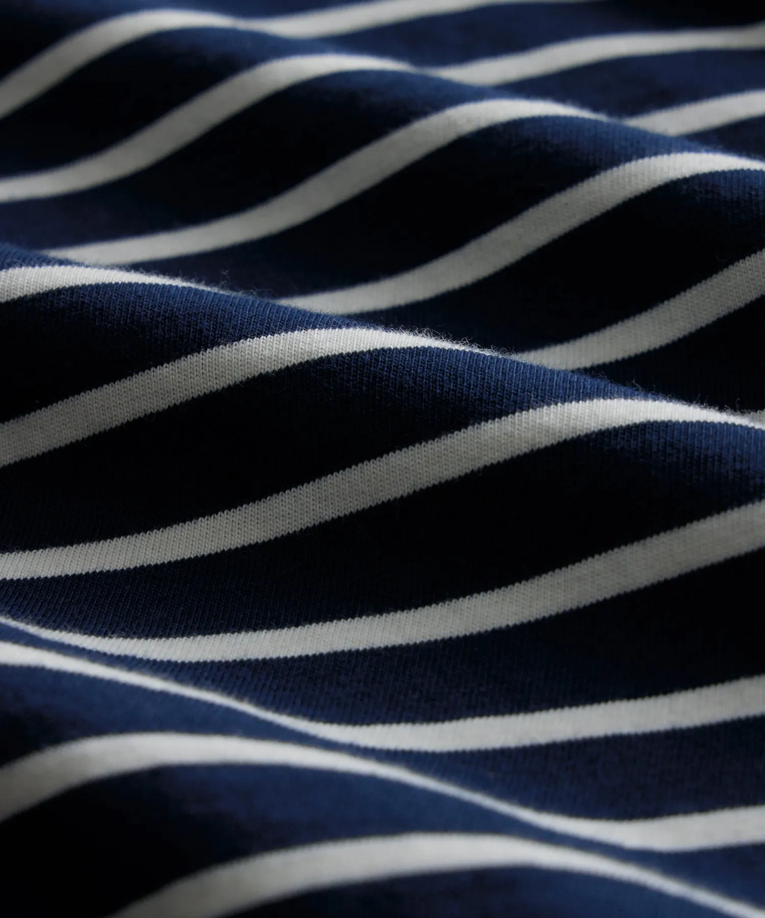 Striped Boat Neck Tee in Navy