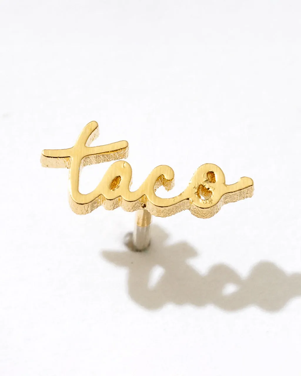 Taco 14K Gold Plated Word Stud Earring - Single