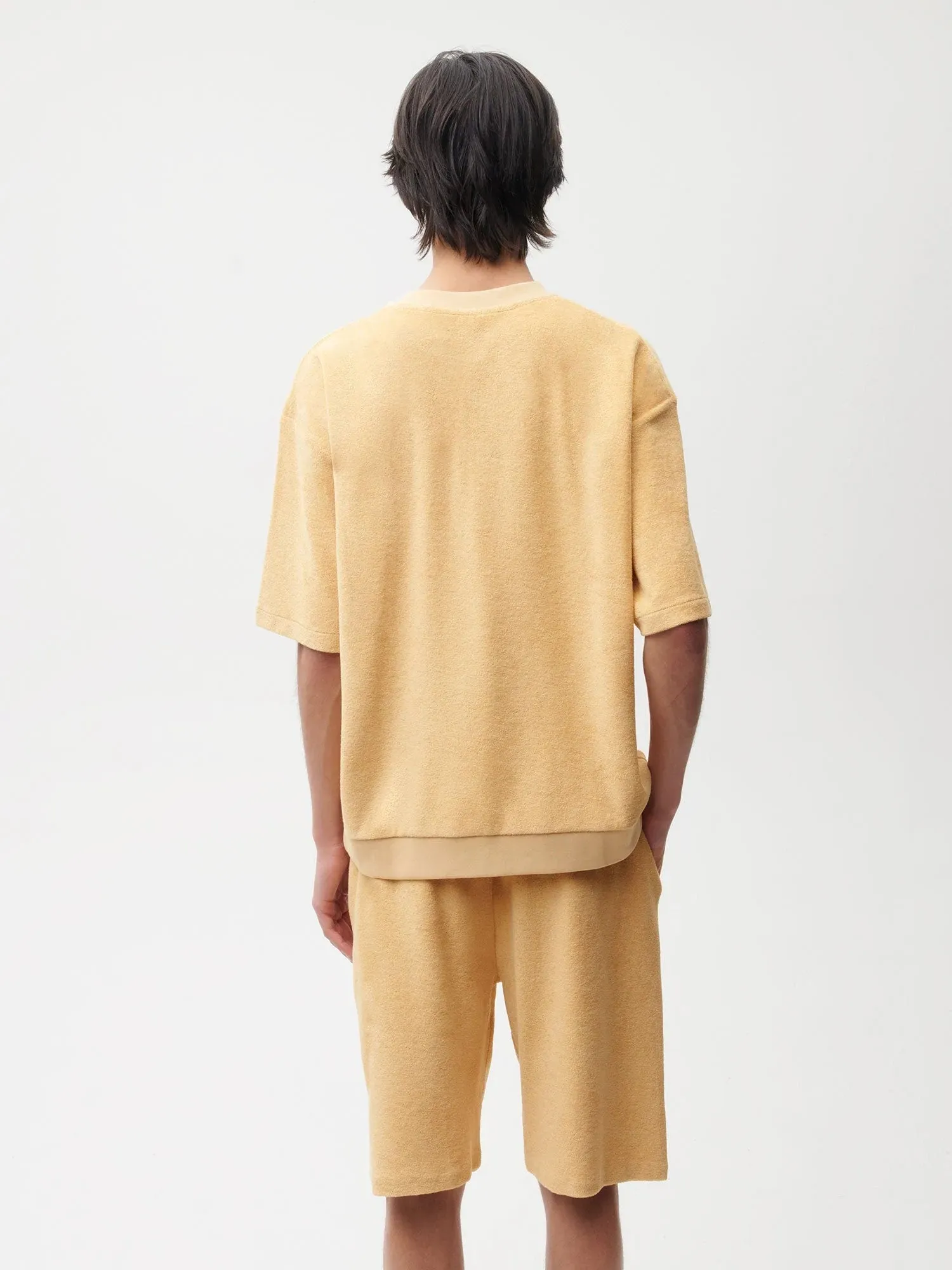 Towelling T-shirt—dark sand