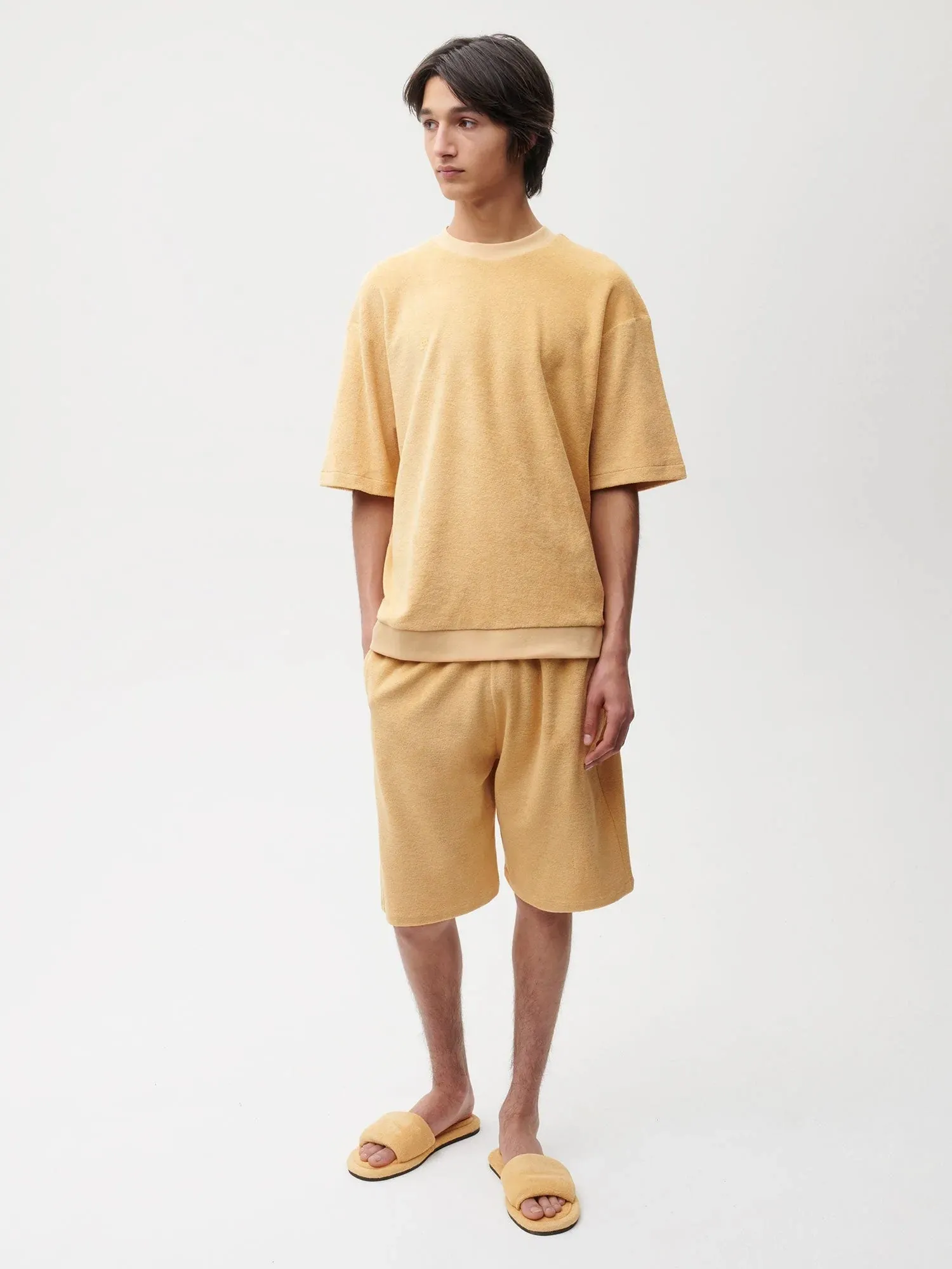 Towelling T-shirt—dark sand