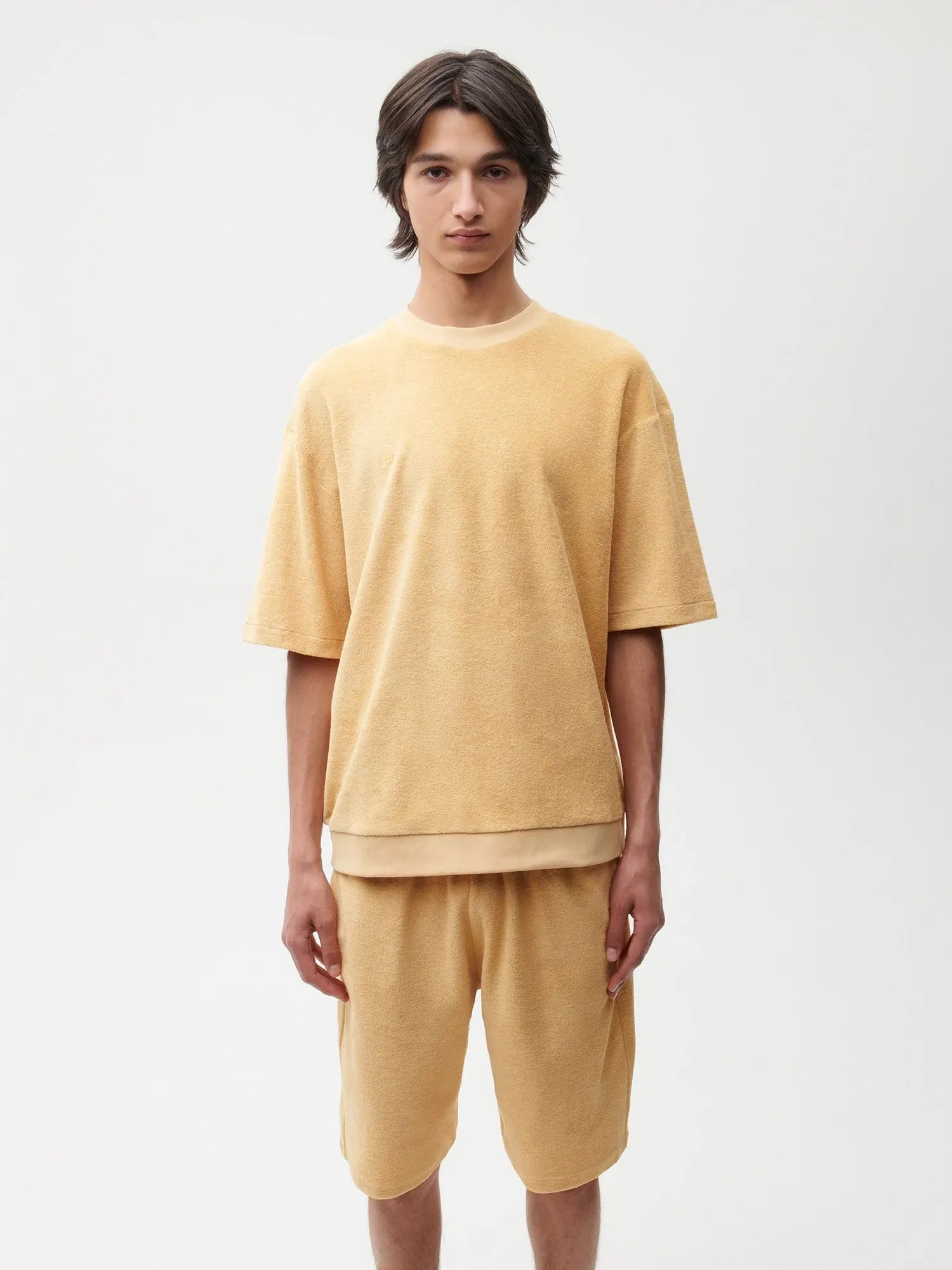 Towelling T-shirt—dark sand