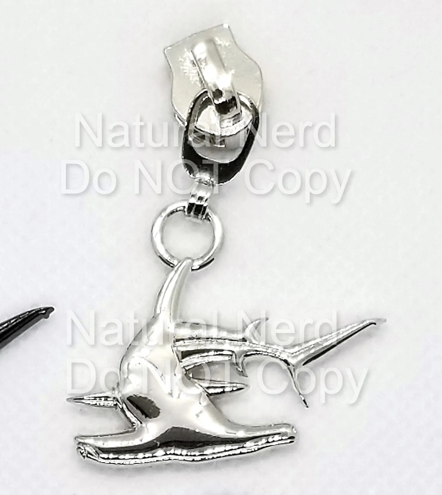 Traditional Nickel Hammerhead Shark Zipper Pull