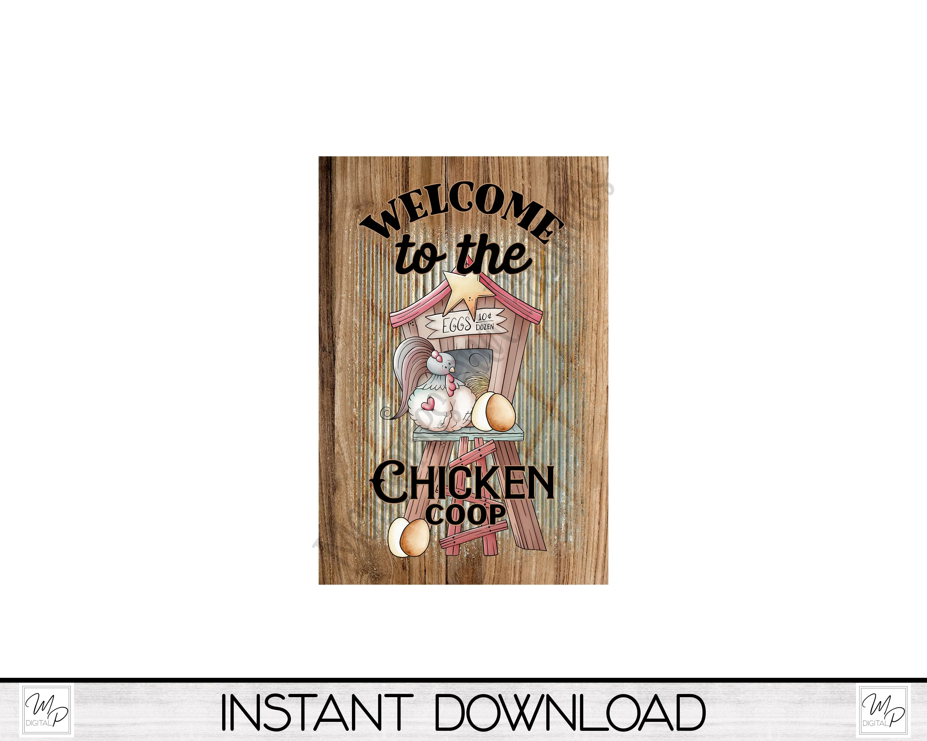 Welcome to the Chicken Coop Garden Flag for Sublimation Design, Yard / Patio Flag, Digital Download