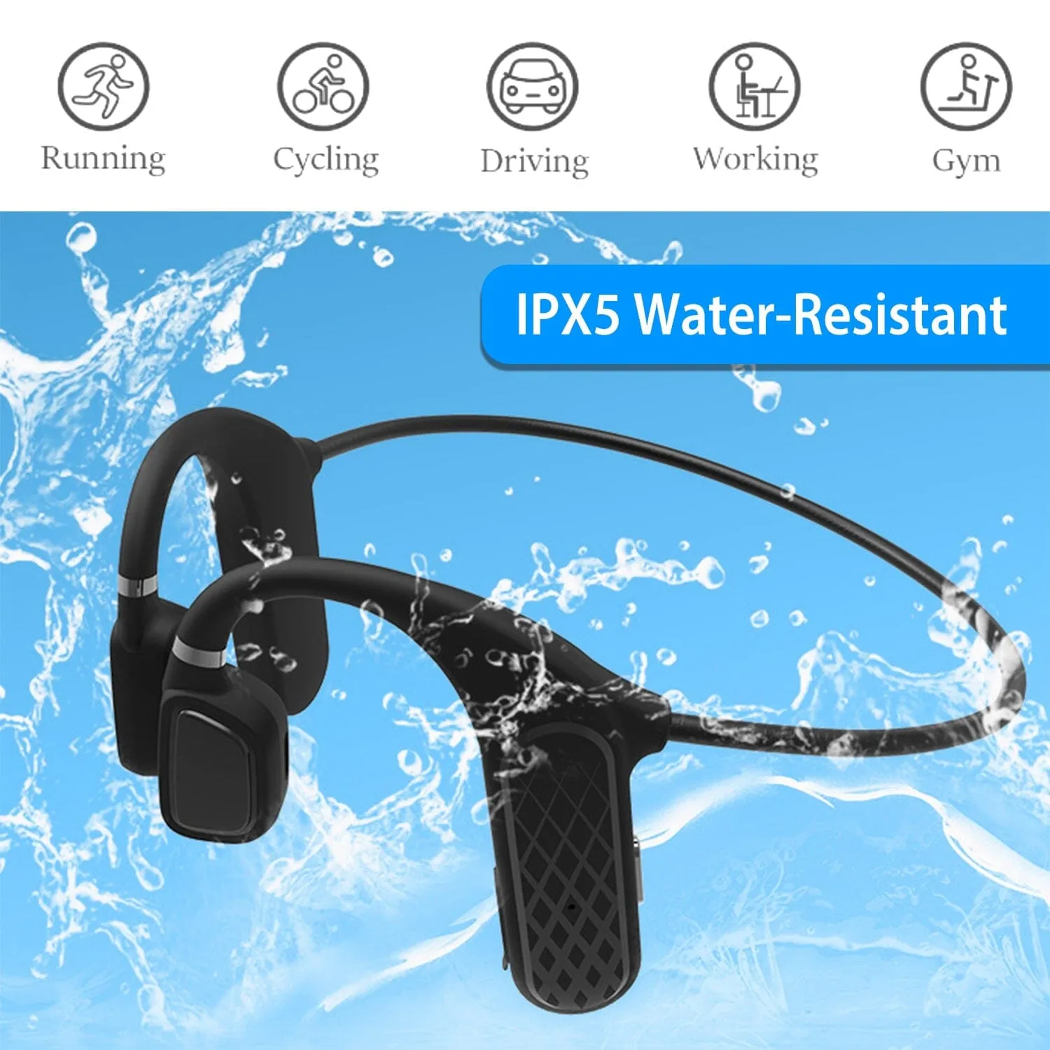 Wireless V5.1 Bone Conduction Earphones with Sensitive Mic